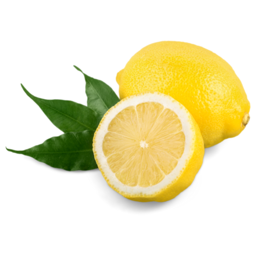 lemon fruit whole and sliced on white background