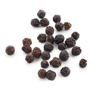 scattered peppercorn on white background